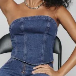 Reformation NWT denim strapless bustier size 10